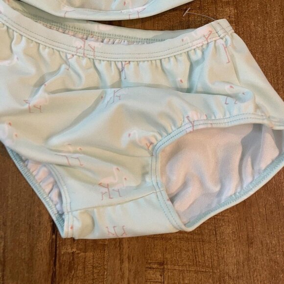 NEW 6-12m Janie and Jack GIRL Swimwear Flamingo Sunblock Bathing‎ suit 2 Piece - Picture 3 of 6